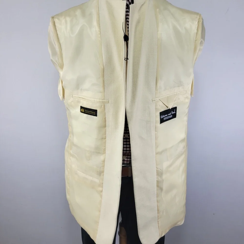 Kilburn Finch Men's‎ Sport Coat Blazer Two Button Ivory Polyester Blend 46L NEW